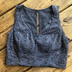 Tweeze Me top blue gray sequins size 11/12